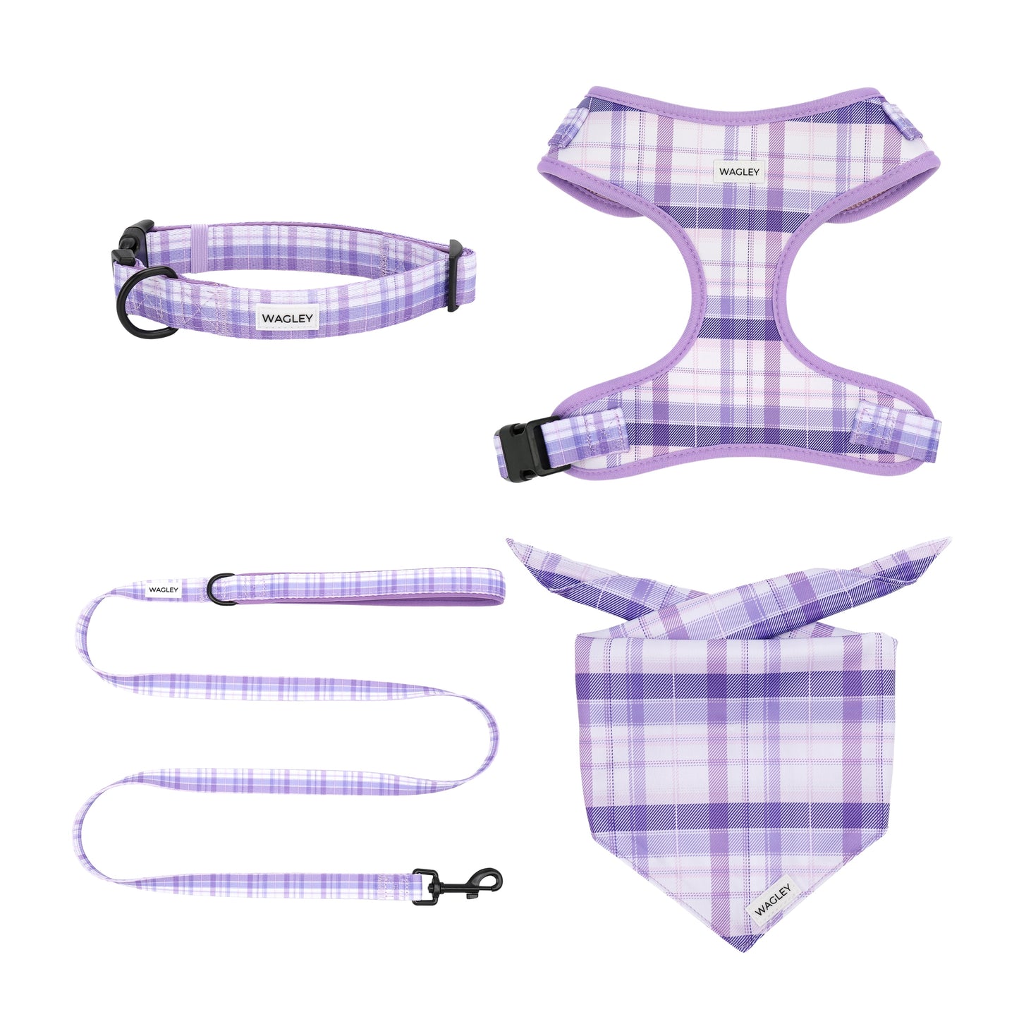 gingham set - harness, collar, leash bandana