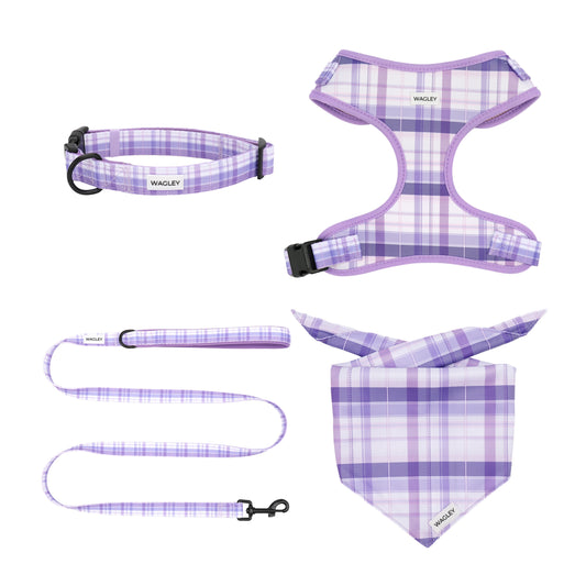 gingham set - harness, collar, leash bandana